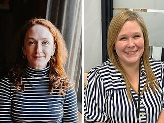 Composite image of Ellie Moore (credit Charlotte Nelson Photography) and Kirsty Ainslie at Harlow Consulting